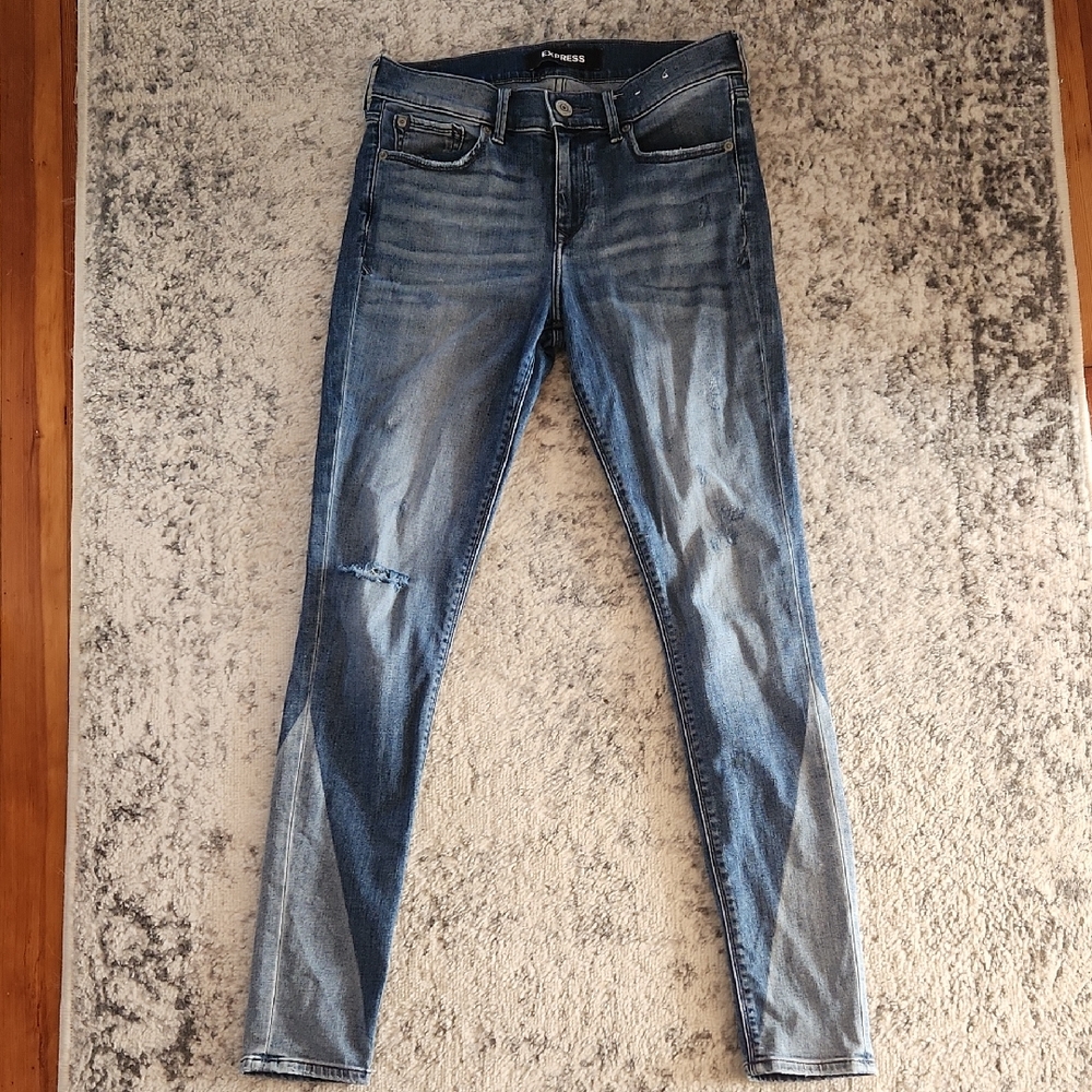 Express Distressed Skinny Jeans